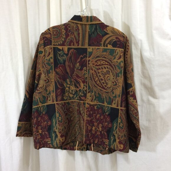 Womens Blazer Tapestry Style Drapers and Damons Button Front Brown Shades Large - Picture 3 of 3